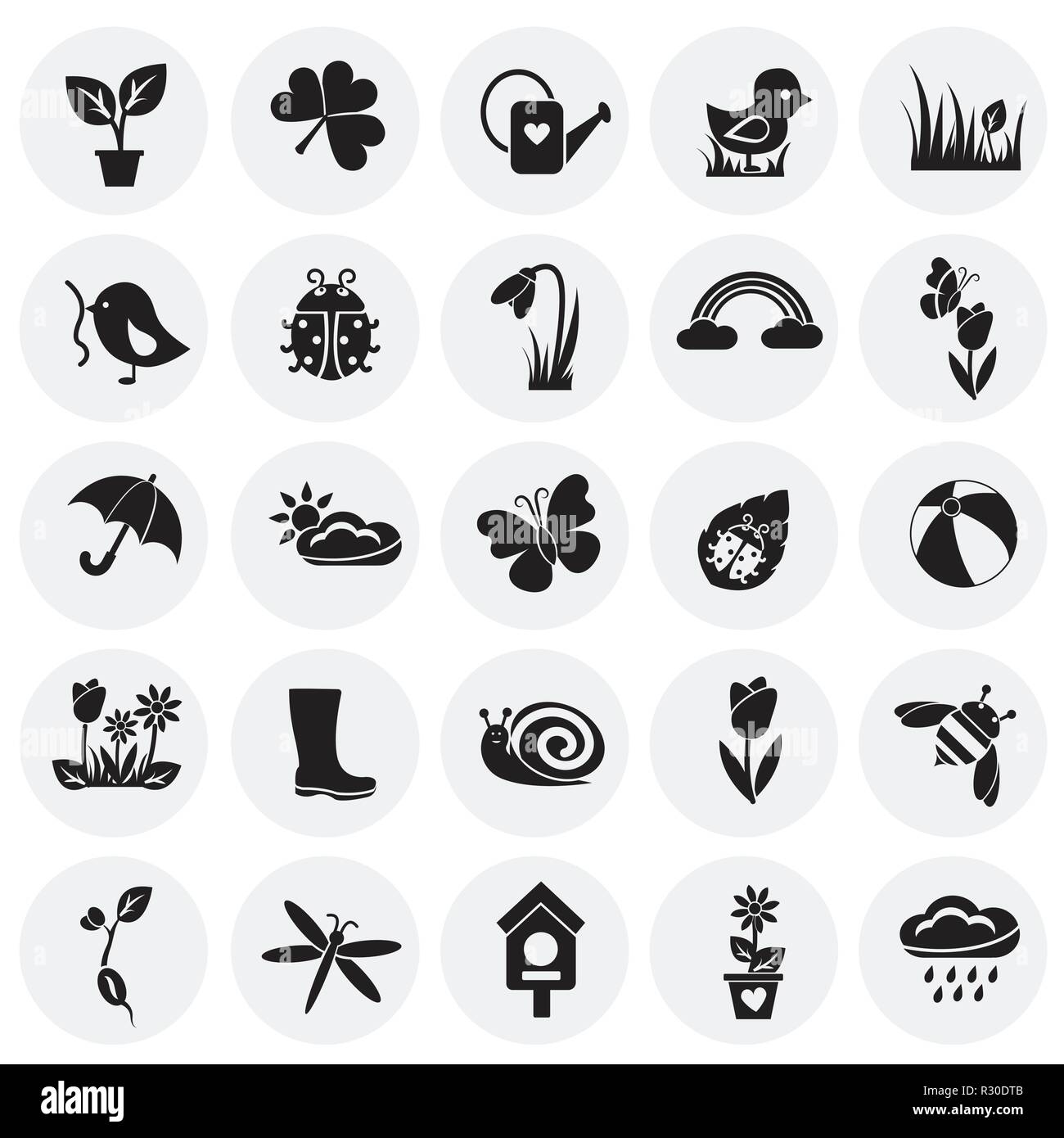 Spring set on circles background icons Stock Vector Image & Art - Alamy