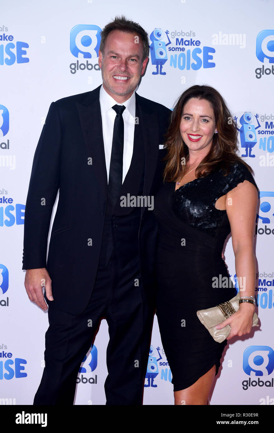 Peter Jones and Tara Capp at Global's Make Some Noise Night in Finsbury Square, London. The gala raised money for the national charity Global's Make Some Noise, set up by Global to help disadvantaged children, young people and their families across the UK. Stock Photo