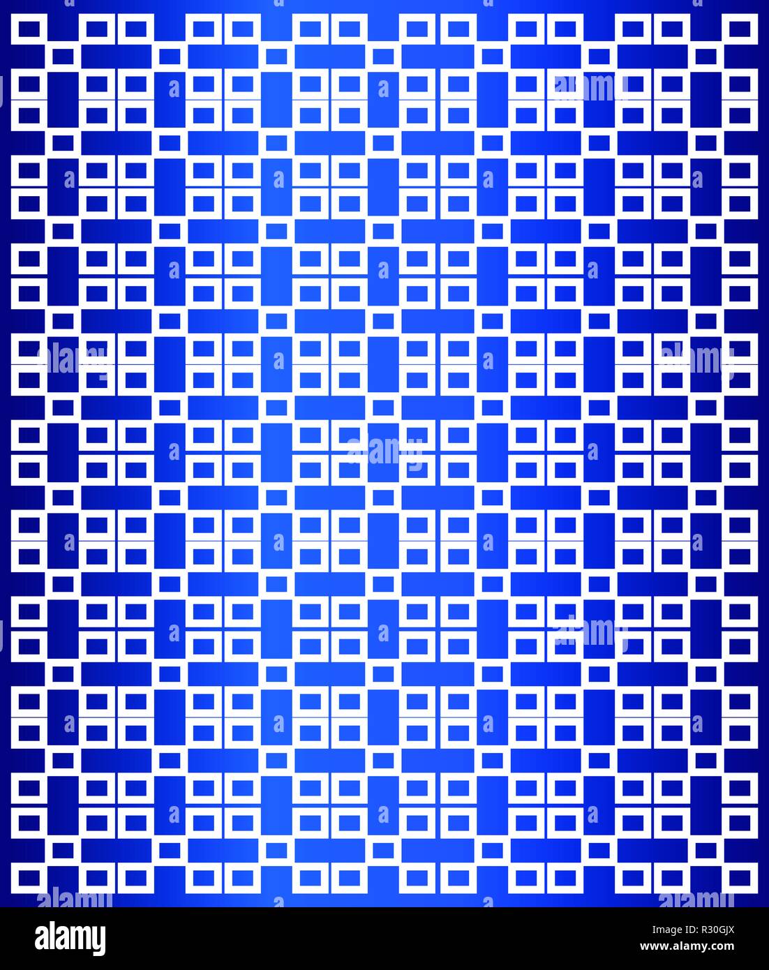 White square pattern with blue background. Rectangular geometric pattern. Vector Pattern Stock Photo