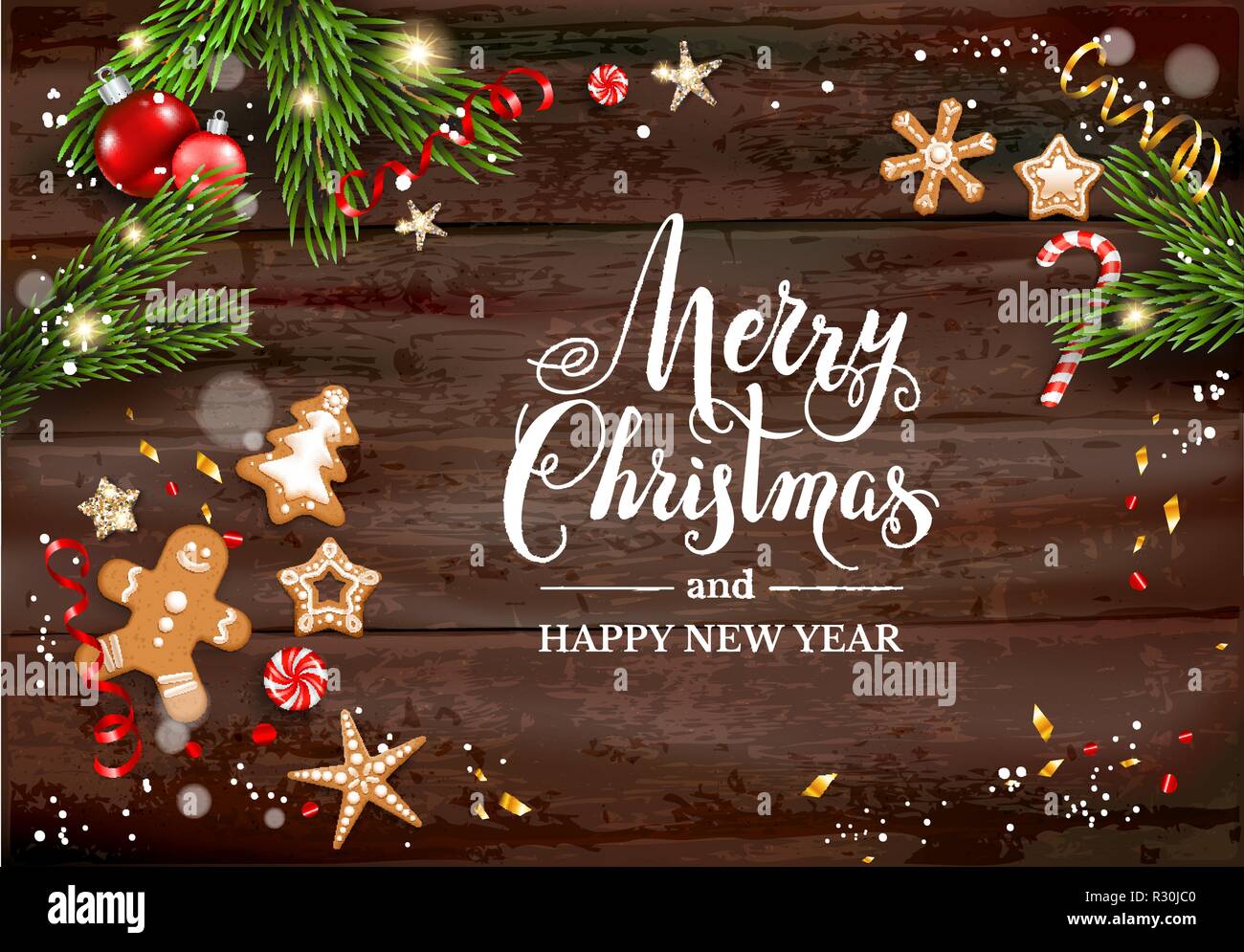 Holiday gingerbreads card Stock Vector
