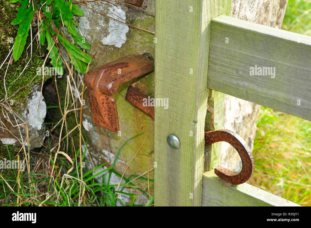 Iron gate latch, nr Porlock Somerset, UK Stock Photo Alamy