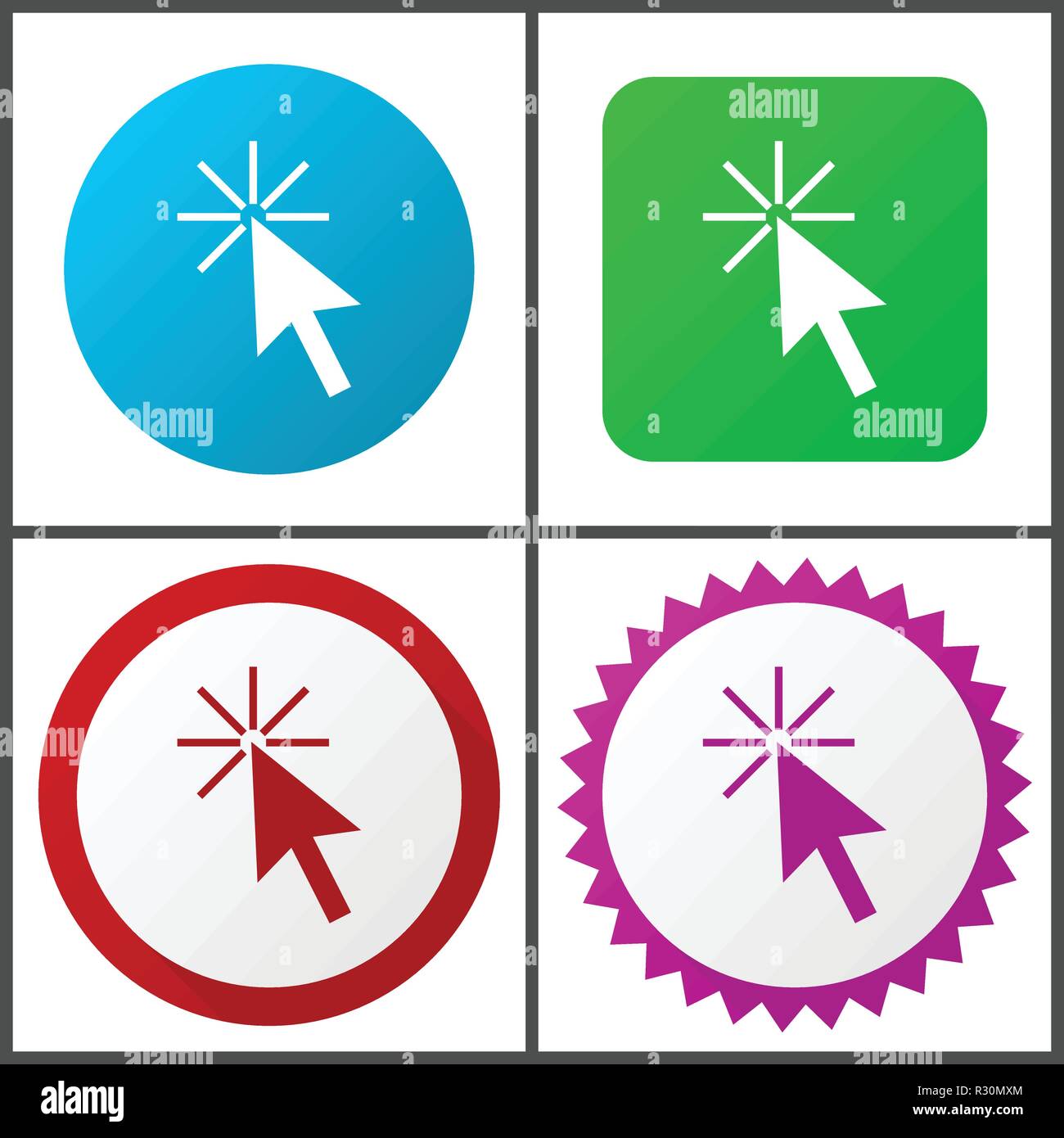 Click here vector icons set in eps 10 Stock Vector