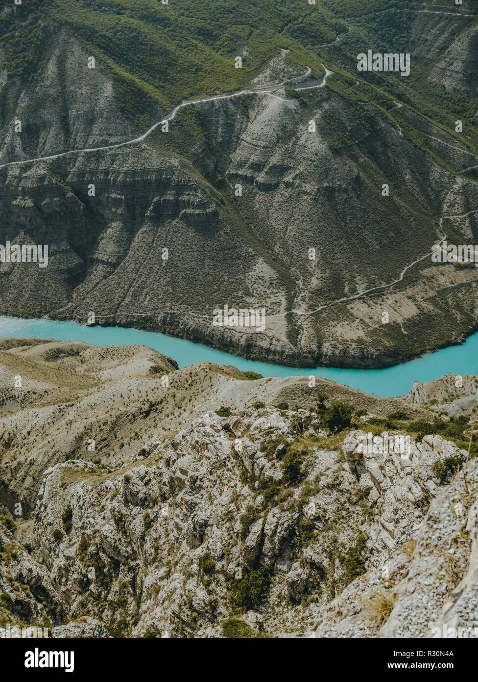 Sulak River Of The Sulak Canyon In Dagestan Mountains Of Russia Awesome Looking Blue Green Color Of Water Is Amazing Stock Photo Alamy