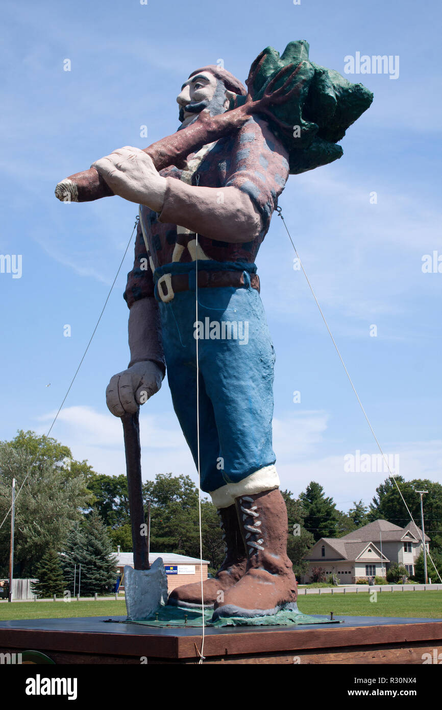 Paul Bunyan Statue in Oscoda, Michigan Stock Photo