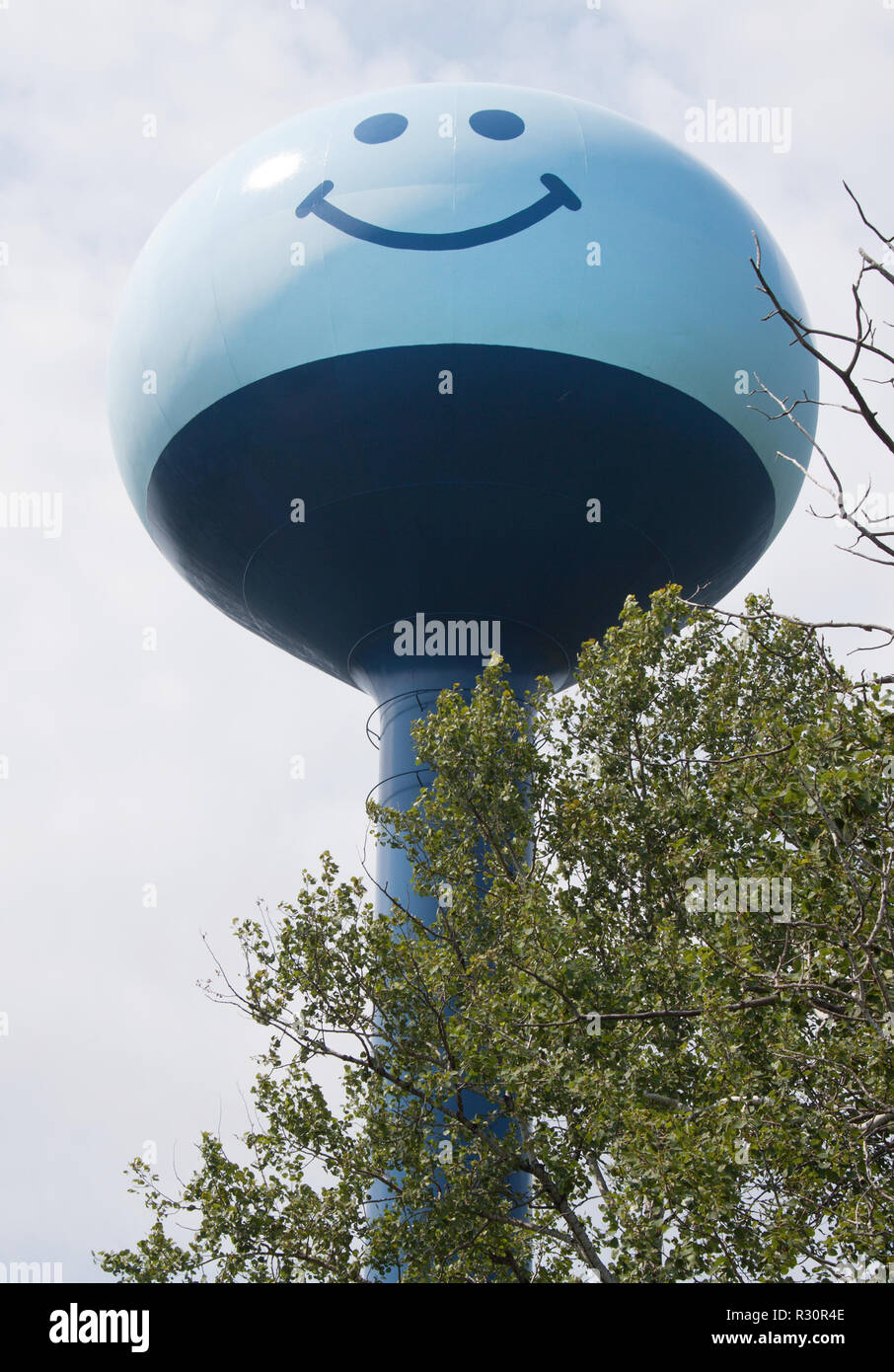 Smiley Face Water Tower in Caspian, Michigan Stock Photo