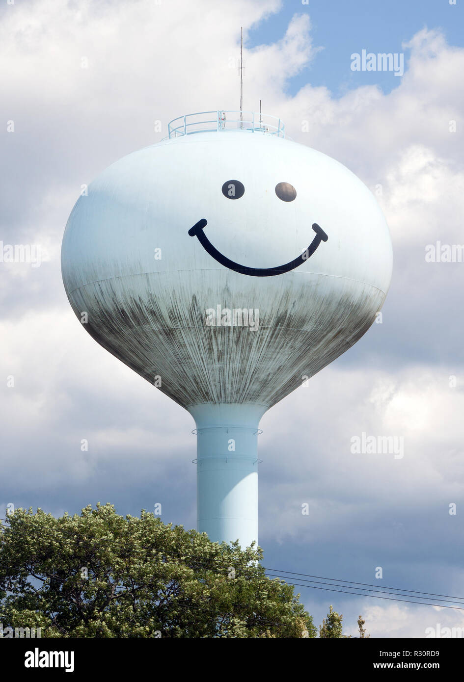 Smiley Face Water Tower in Wells, Michigan Stock Photo