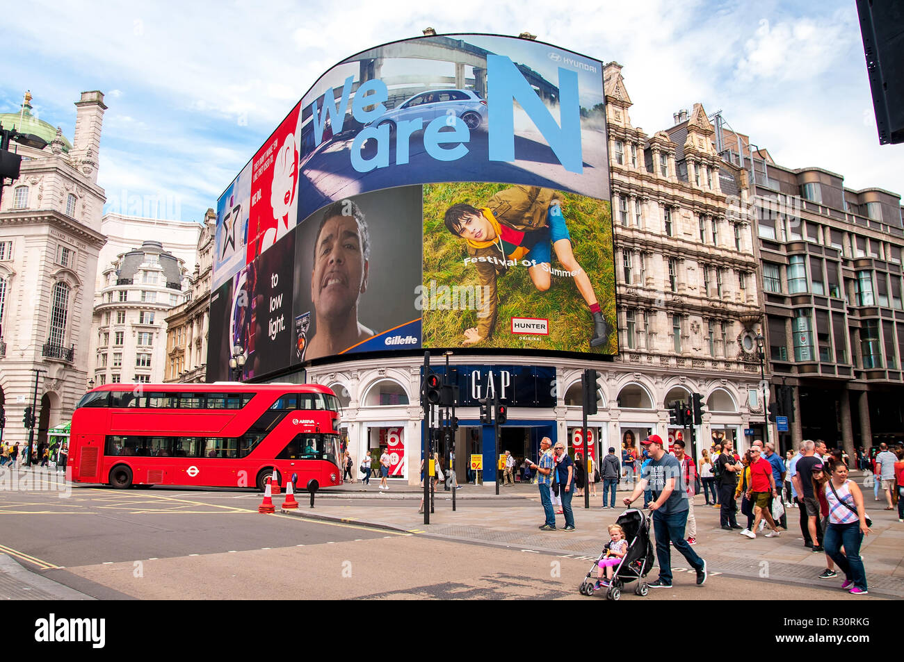 LONDON - JUN 24: Piccadilly Circus on June 24, 2018 in London, United Kingdom. Stock Photo