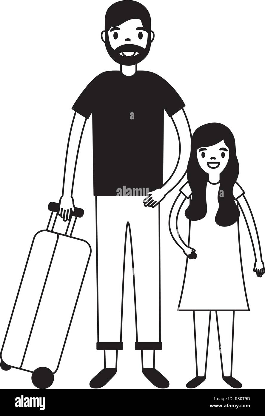 man and girl suitcase travel vacations vector illustration Stock Vector ...