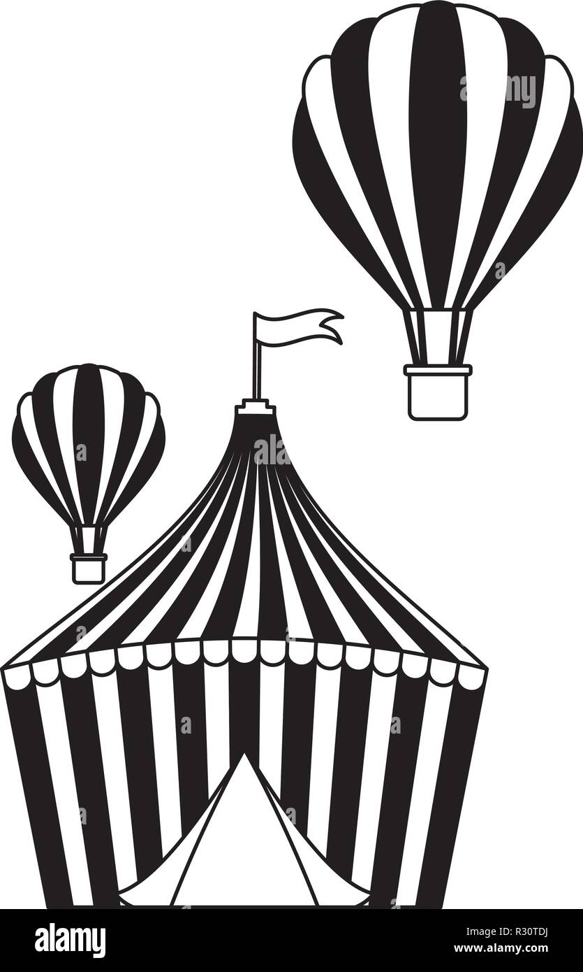 tent and hot air balloons circus fun fair vector illustration Stock ...