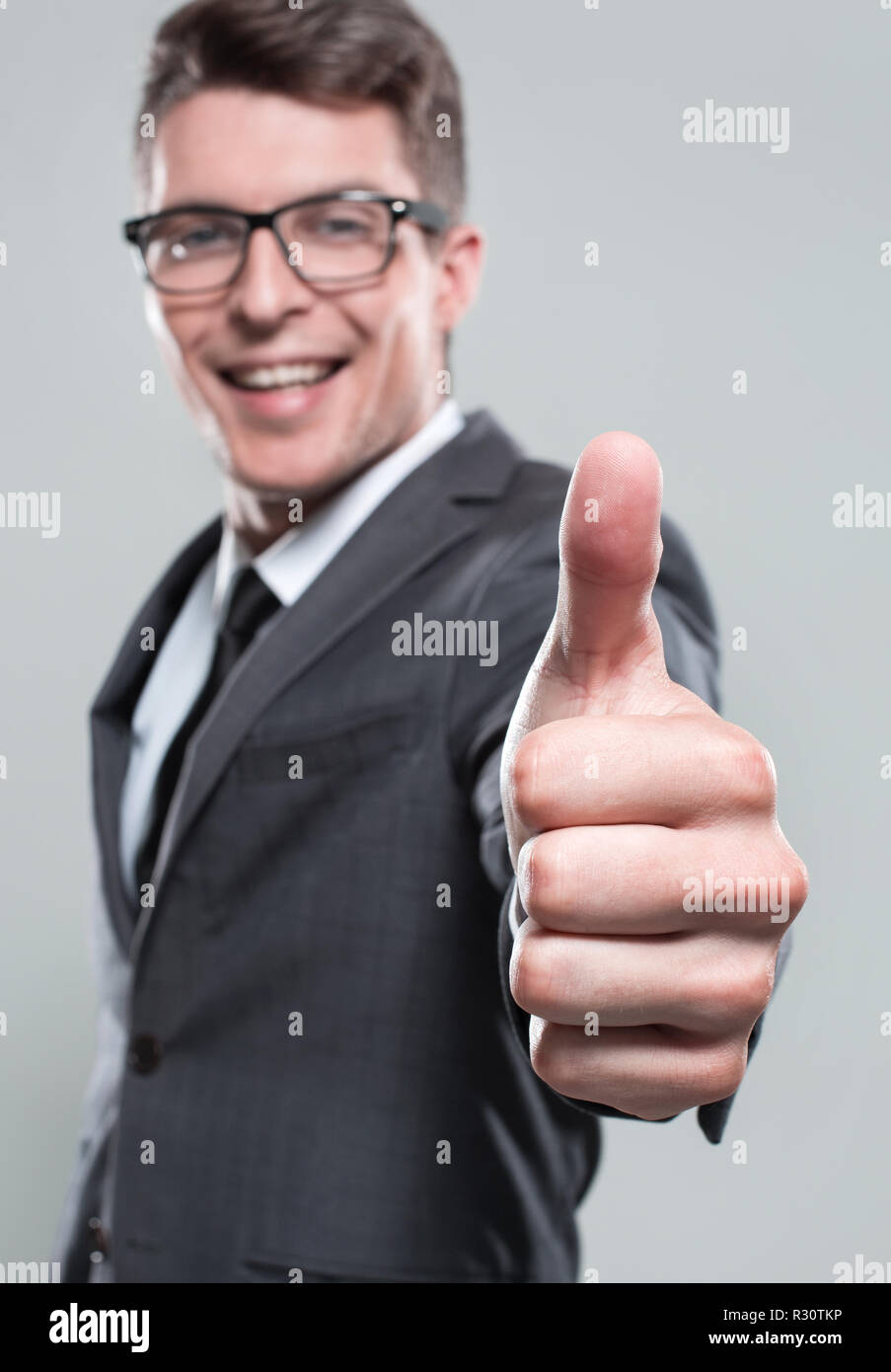 businessman pointing to the camera. Stock Photo