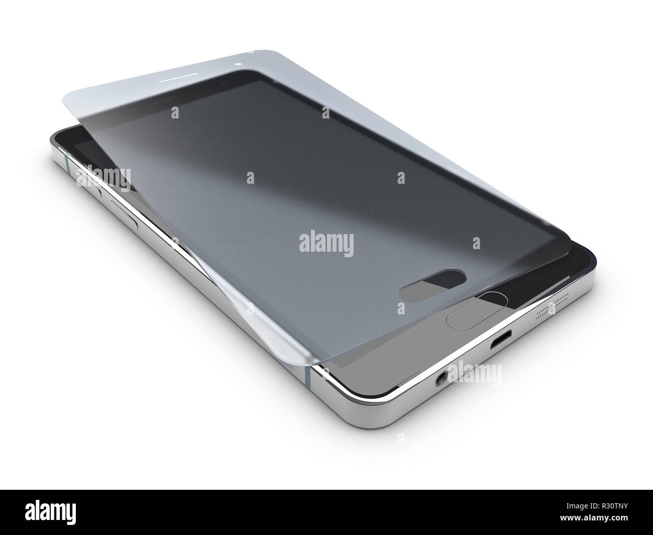 Screen protect Glass, Mobile accessory 3d illustration. Stock Photo