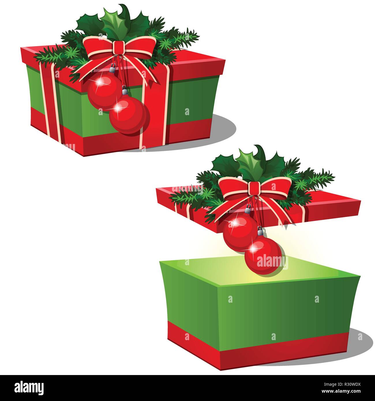 Christmas Holly Box with Baubles Christmas Holly Box with Baubles