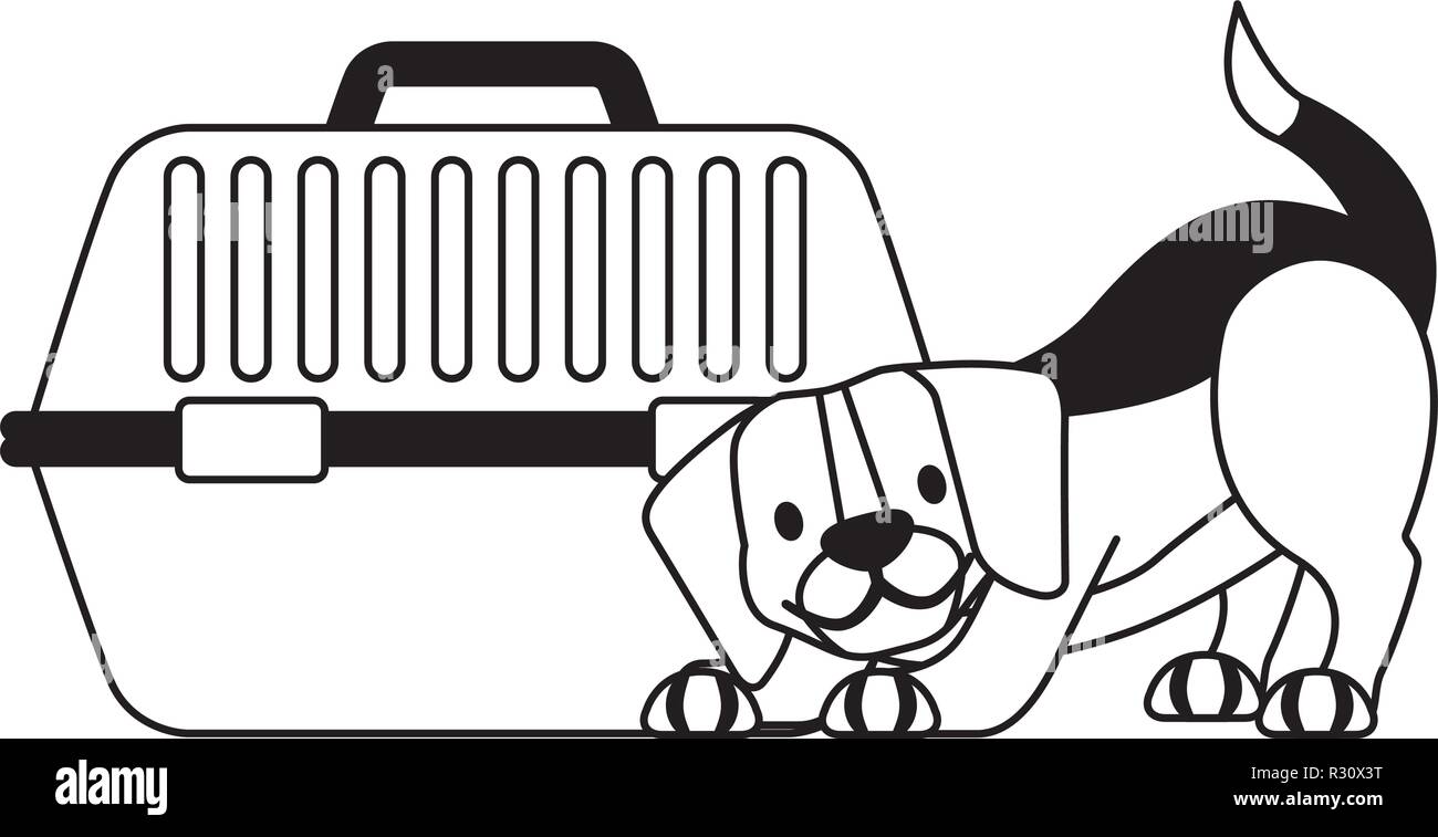 beagle dog and pet cage vector illustration vector illustration Stock
