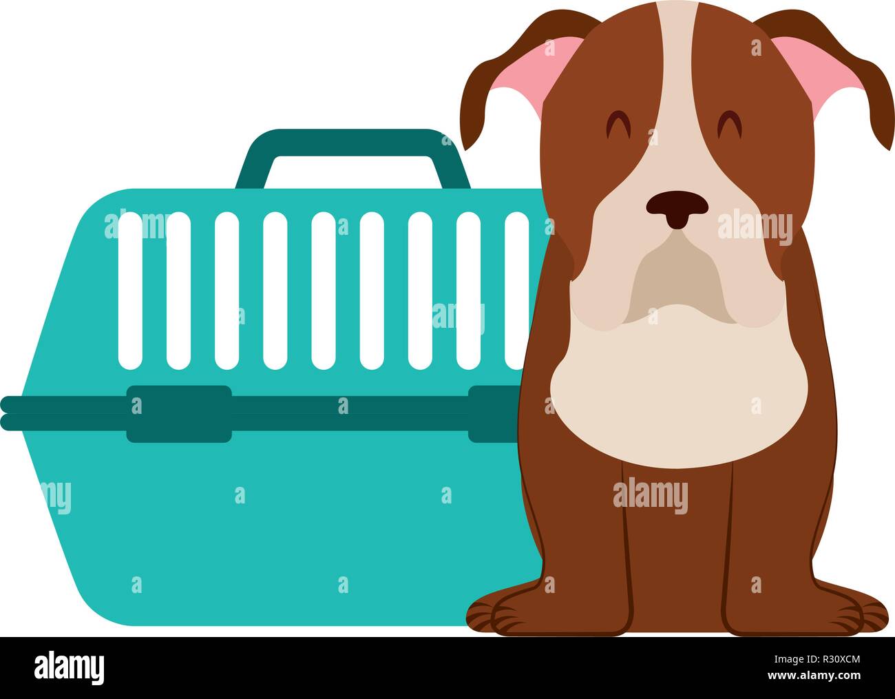 cute dog and pet cage vector illustration Stock Vector Art ...