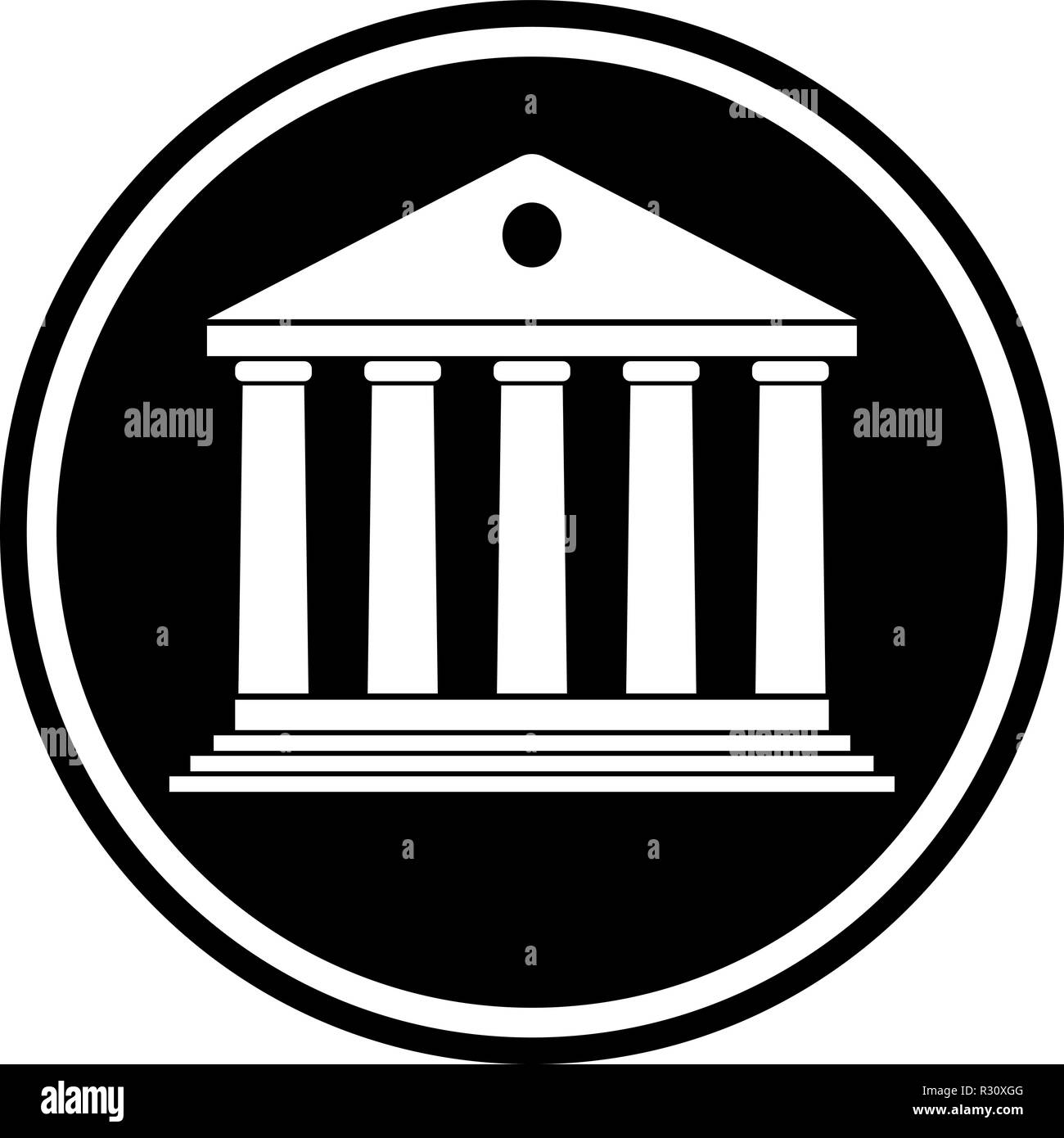 classic black and white court building facade justice concept vector illustration Stock Vector