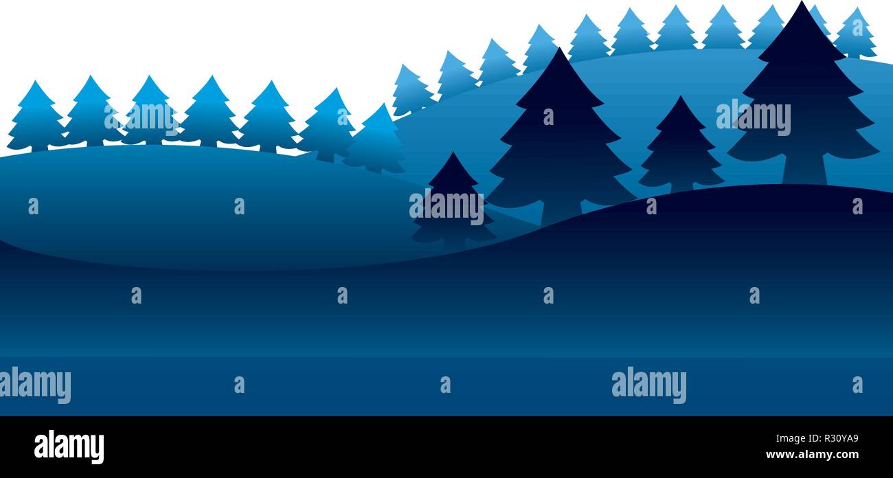 winter landscape pine trees forest vector illustration Stock Vector ...