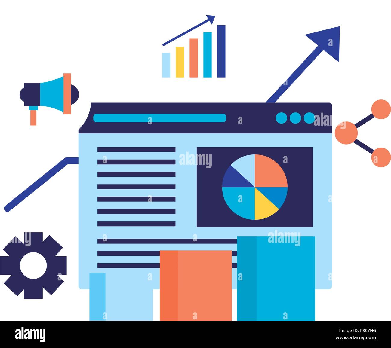 website diagram share statistics search engine optimization vector ...