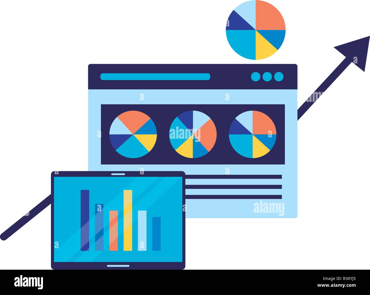 mobile chart statistics website search engine optimization vector ...