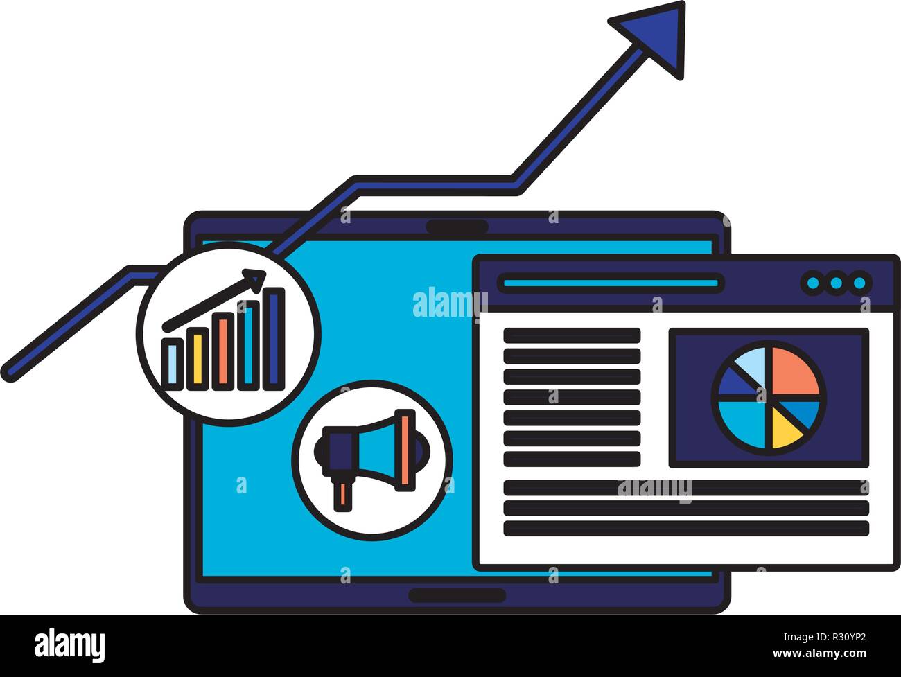 mobile page diagram arrow search engine optimization vector ...