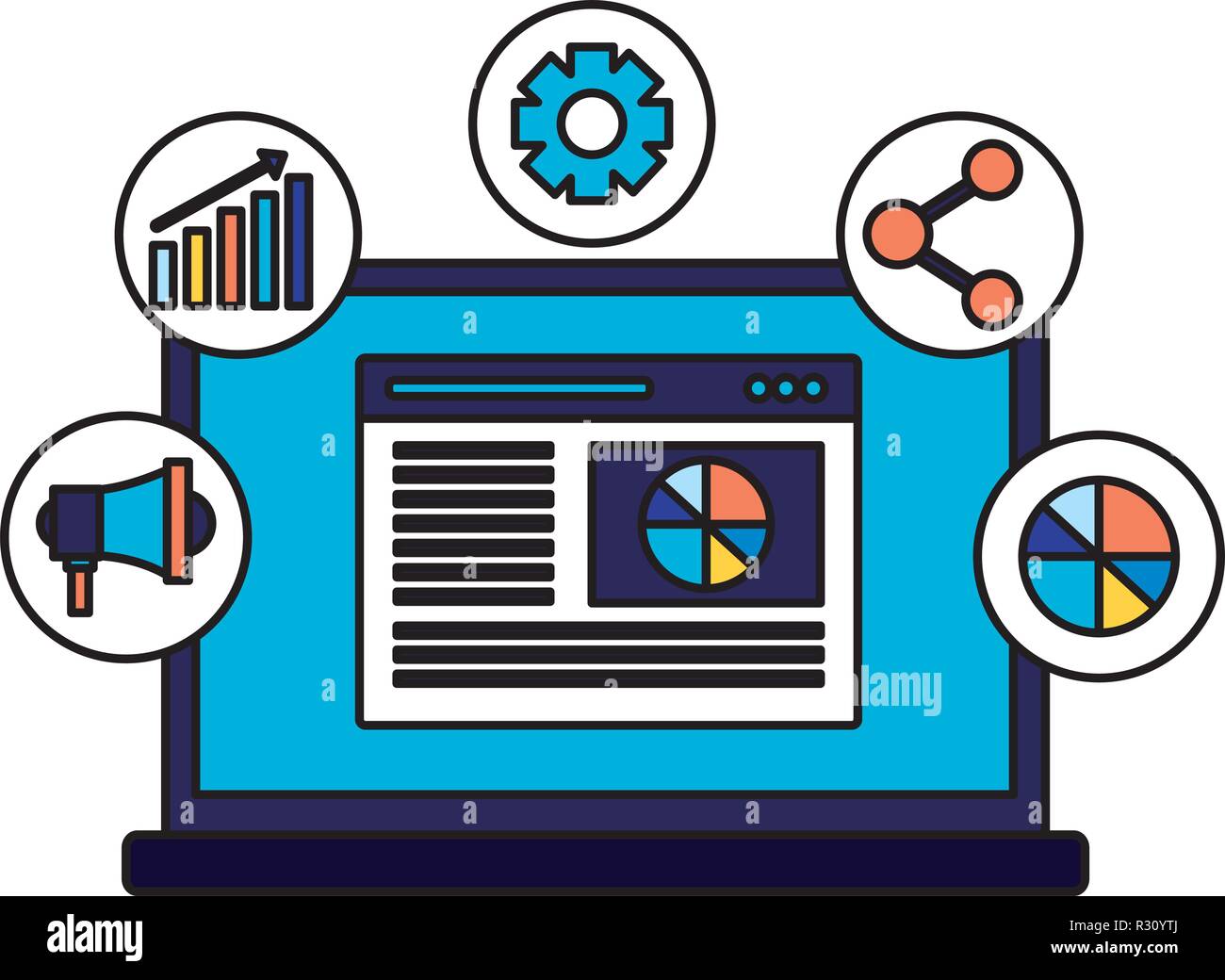 mobile marketing share graph search engine optimization vector ...