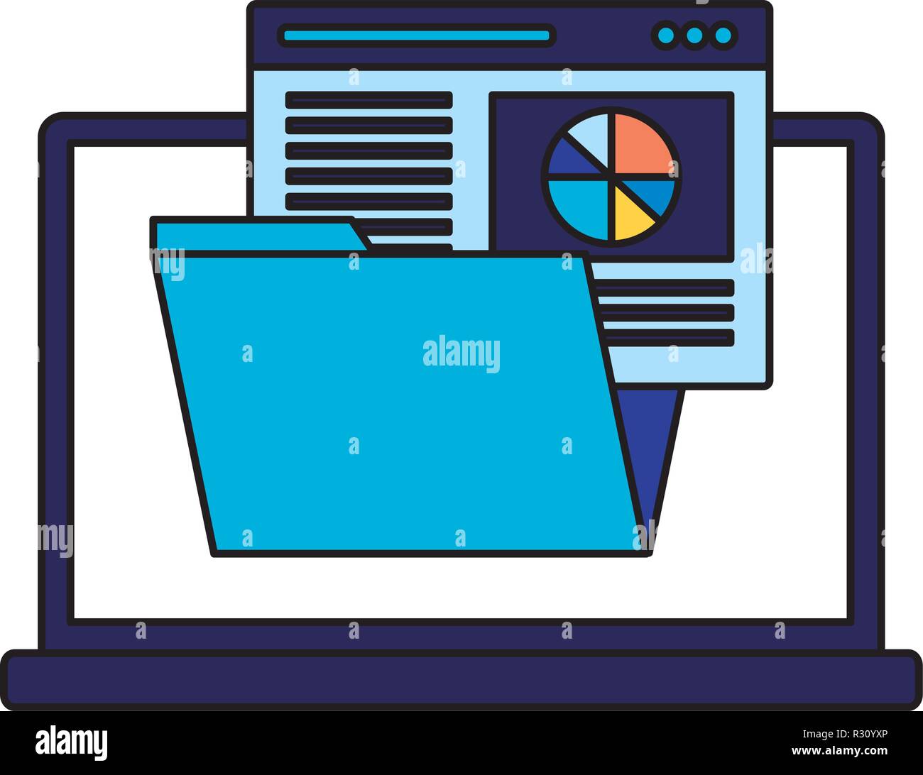 laptop folder report search engine optimization vector illustration ...