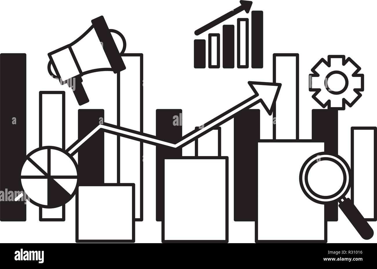 statistics chart speaker search engine optimization vector illustration ...