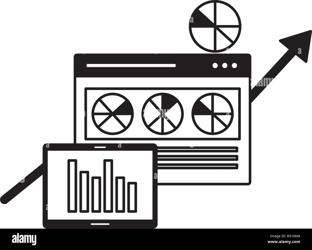 mobile chart statistics website search engine optimization vector ...