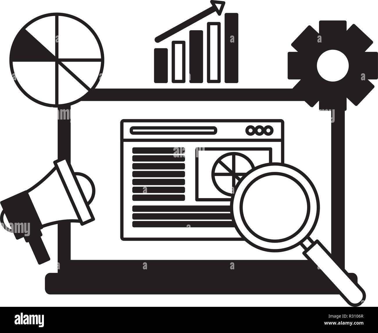 mobile marketing statistics analysis search engine optimization vector ...