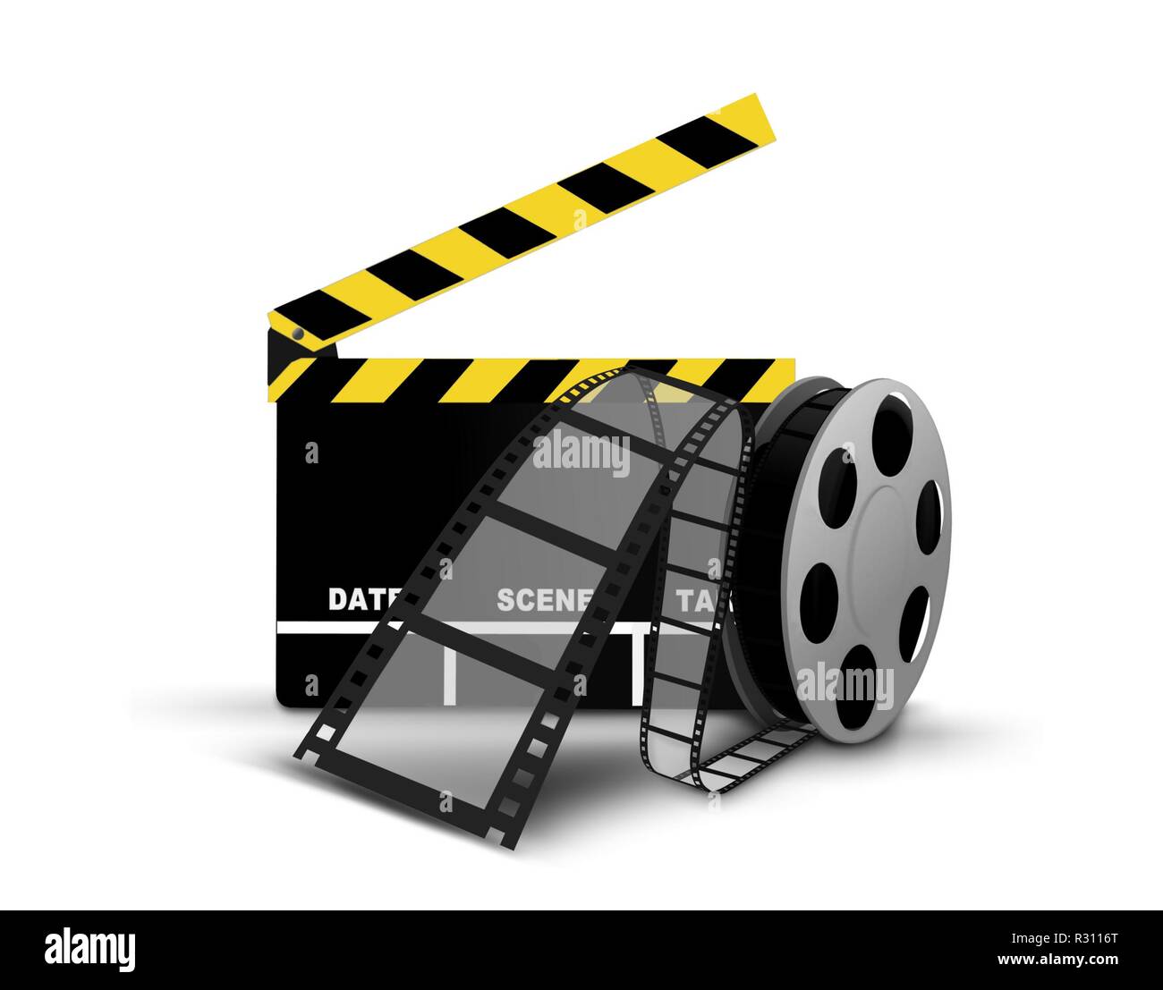 Clap cinéma action bobine film négatif Stock Illustration
