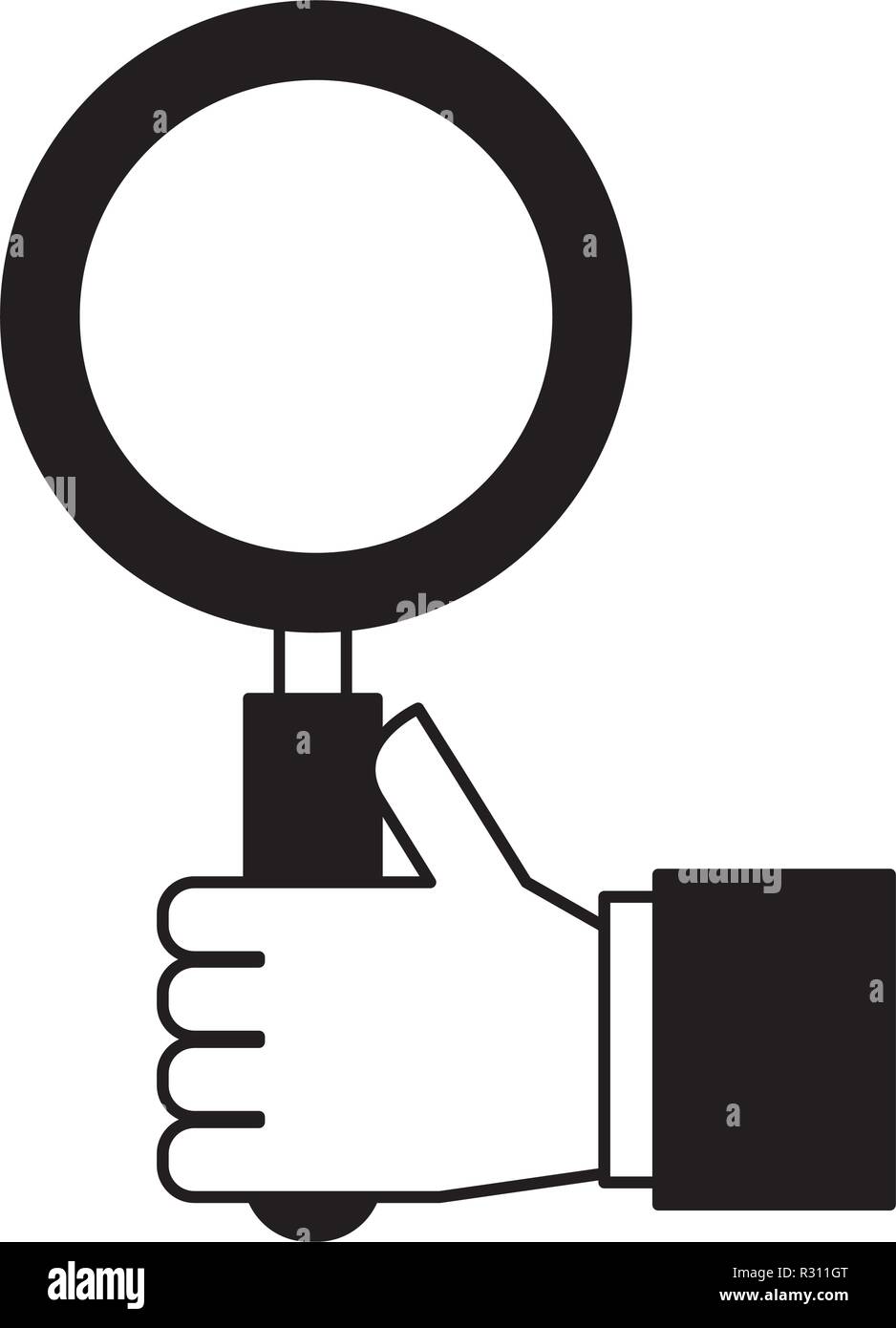 hand holding magnifying glass search engine optimization vector