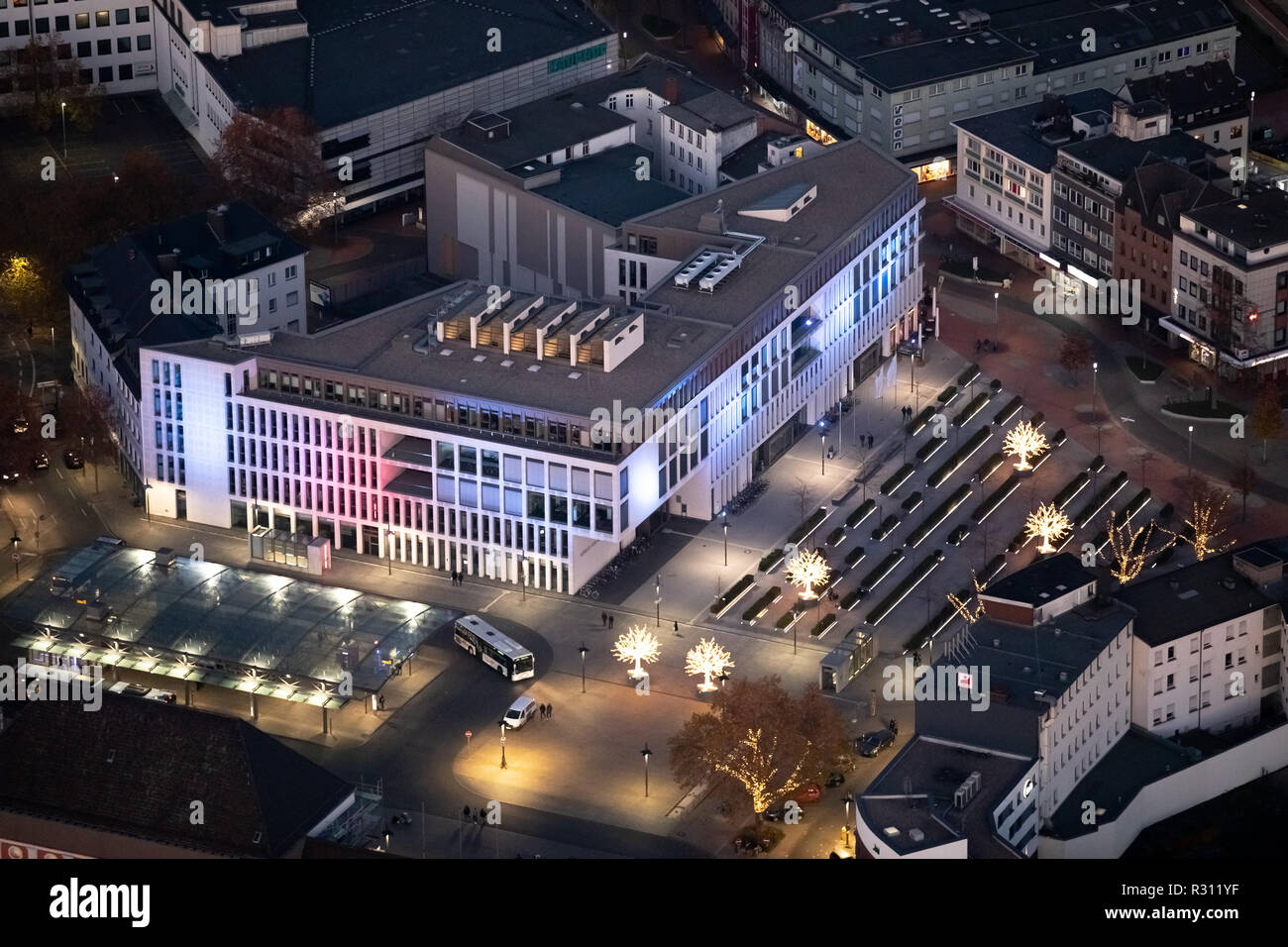 On the mind, DEU, Germany, Europe, Hamm, Hamm Central Station, SRH College of Logistics and Economics, downtown Hamm, Kleist Forum, aerial photography Stock Photo