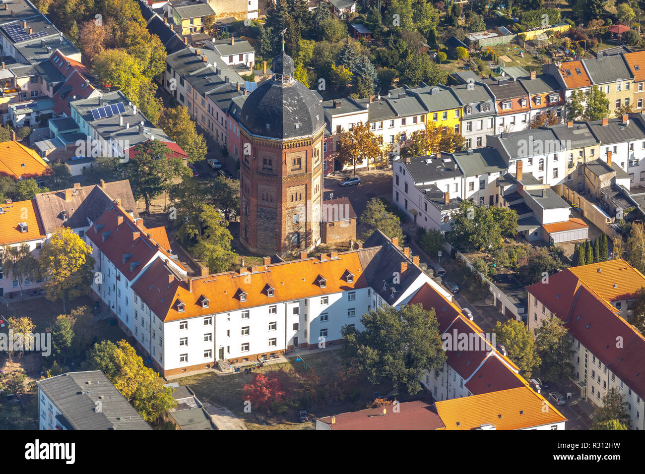 Aerial view, Schloss Bernburg, Schloßstraße, eastern bank of the Saale, Bernburg, Kreis Paderborn, Saxony-Anhalt, Germany, Europe ,, DEU, Europe, bird Stock Photo