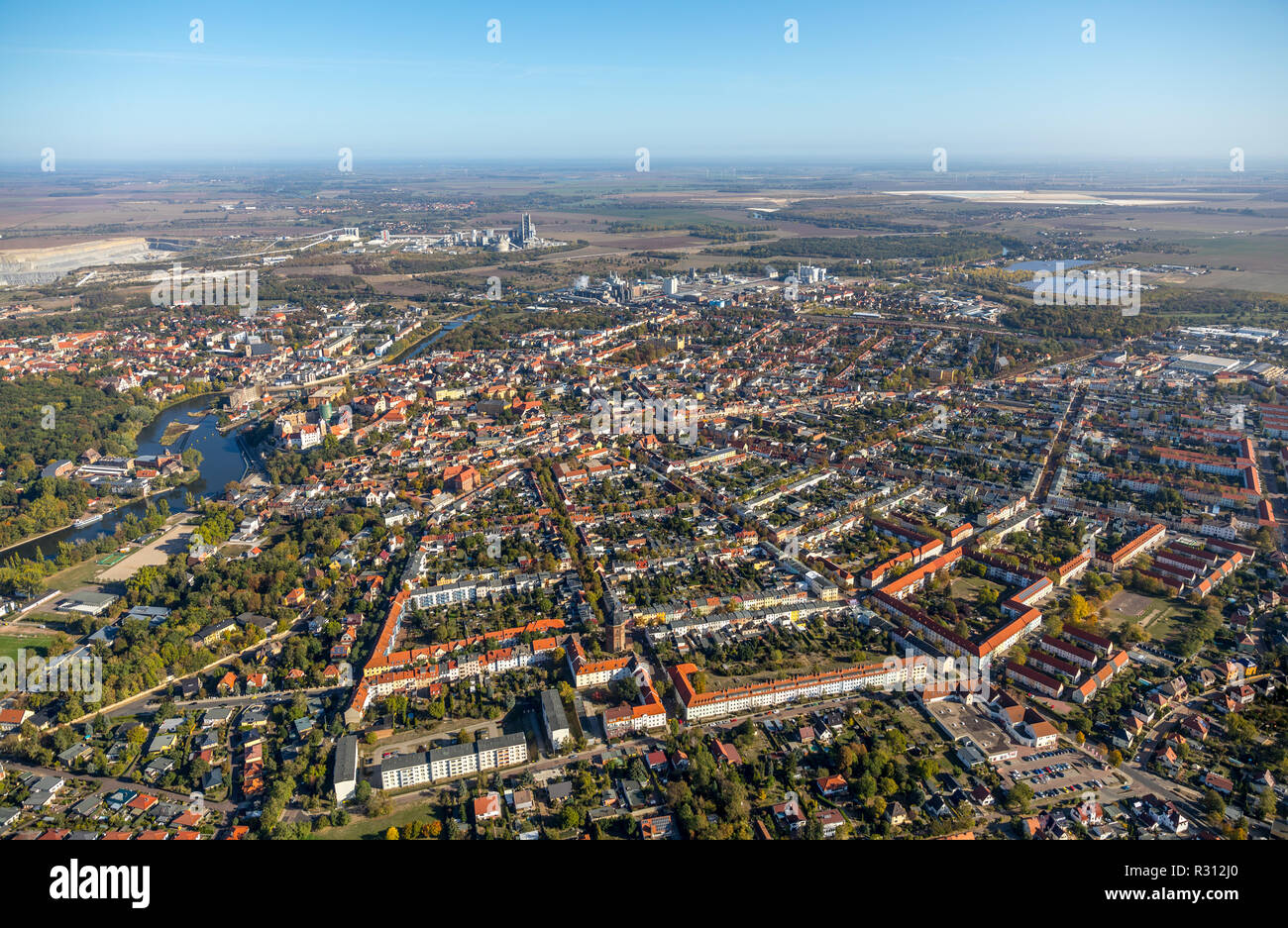 Aerial view, overview museum, castle Bernburg, Schloßstraße, eastern Saaleufer, Bernburg, circle Paderborn, Saxony-Anhalt, Germany, Europe ,, DEU, Eur Stock Photo