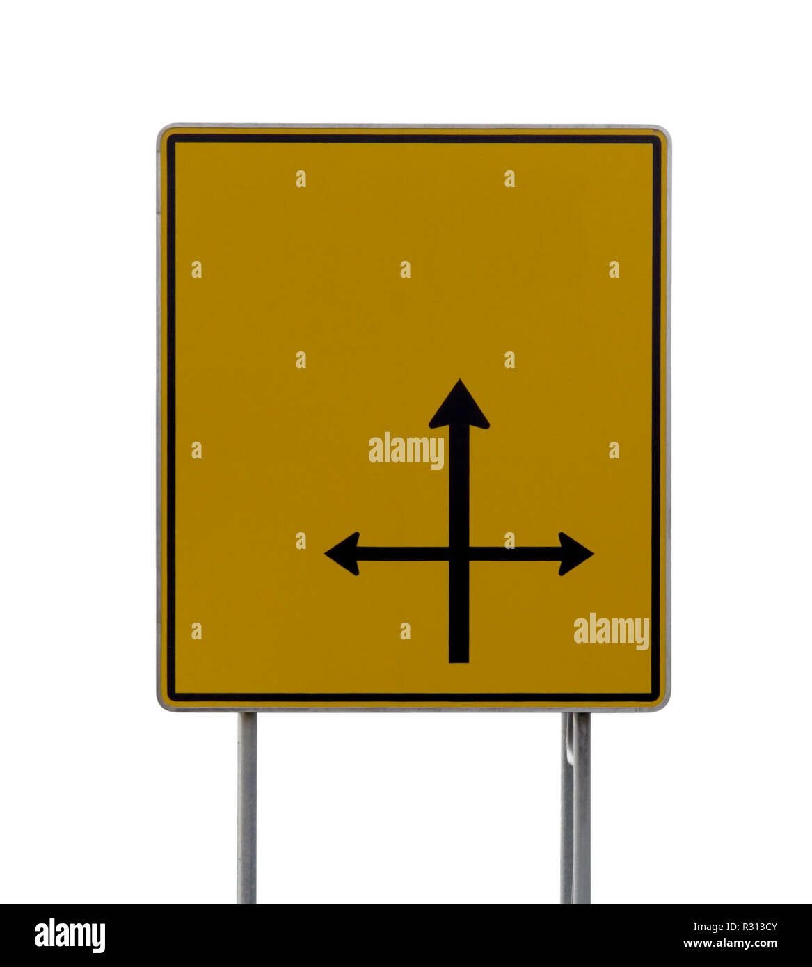 yellow direction sign Stock Photo