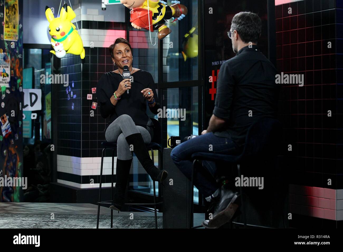 Robin Roberts inside for AOL Build Series Celebrity Candids - TUE, AOL