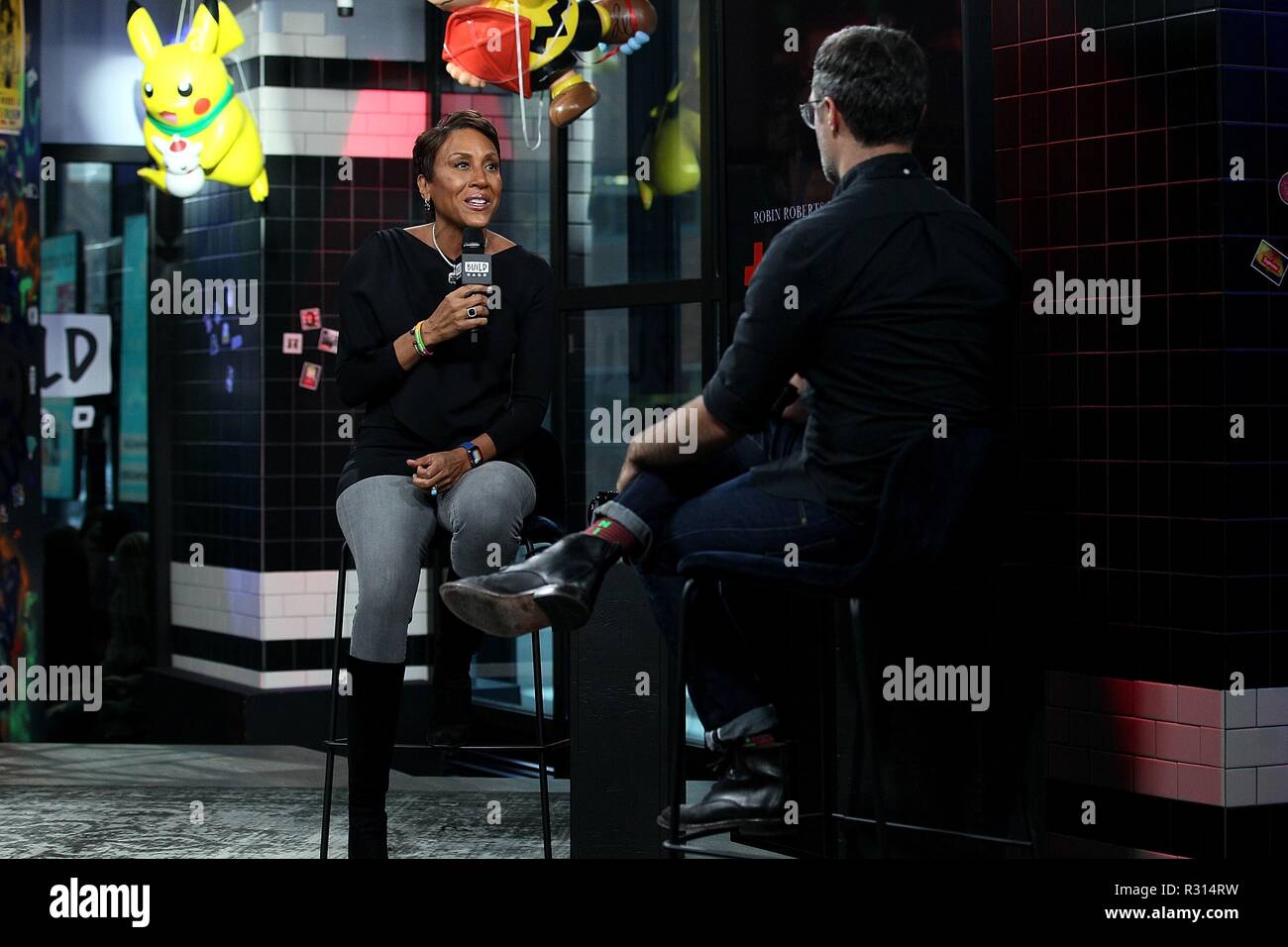 Robin Roberts inside for AOL Build Series Celebrity Candids - TUE, AOL