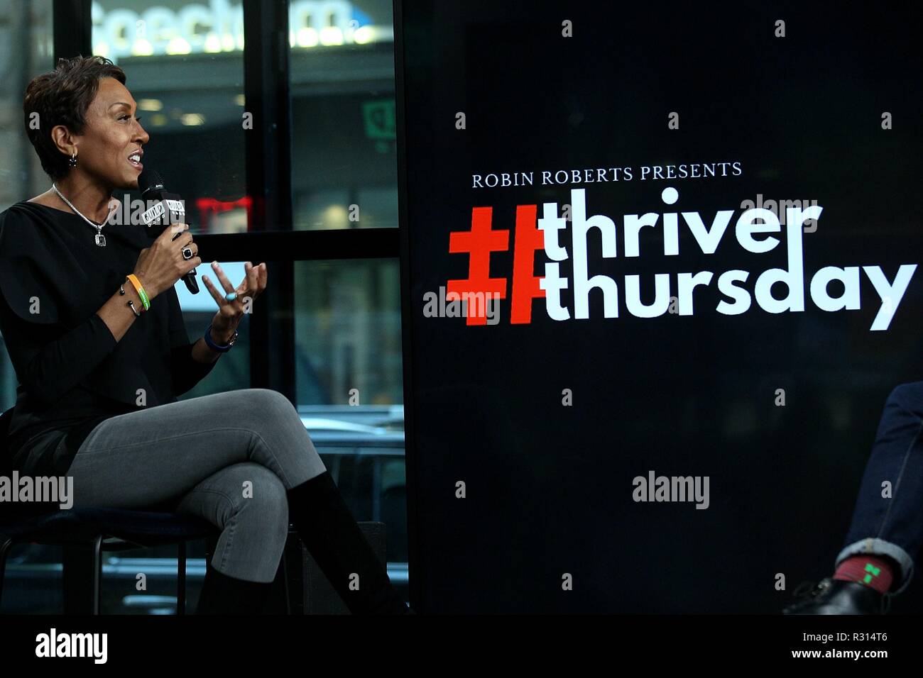 Robin Roberts inside for AOL Build Series Celebrity Candids - TUE, AOL