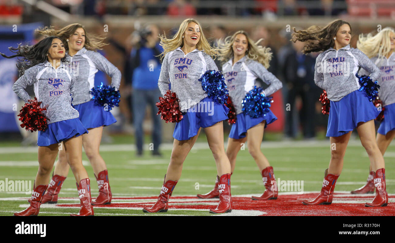 Dallas, Texas, USA. 16th Nov, 2018. The SMU Pom team performs during a
