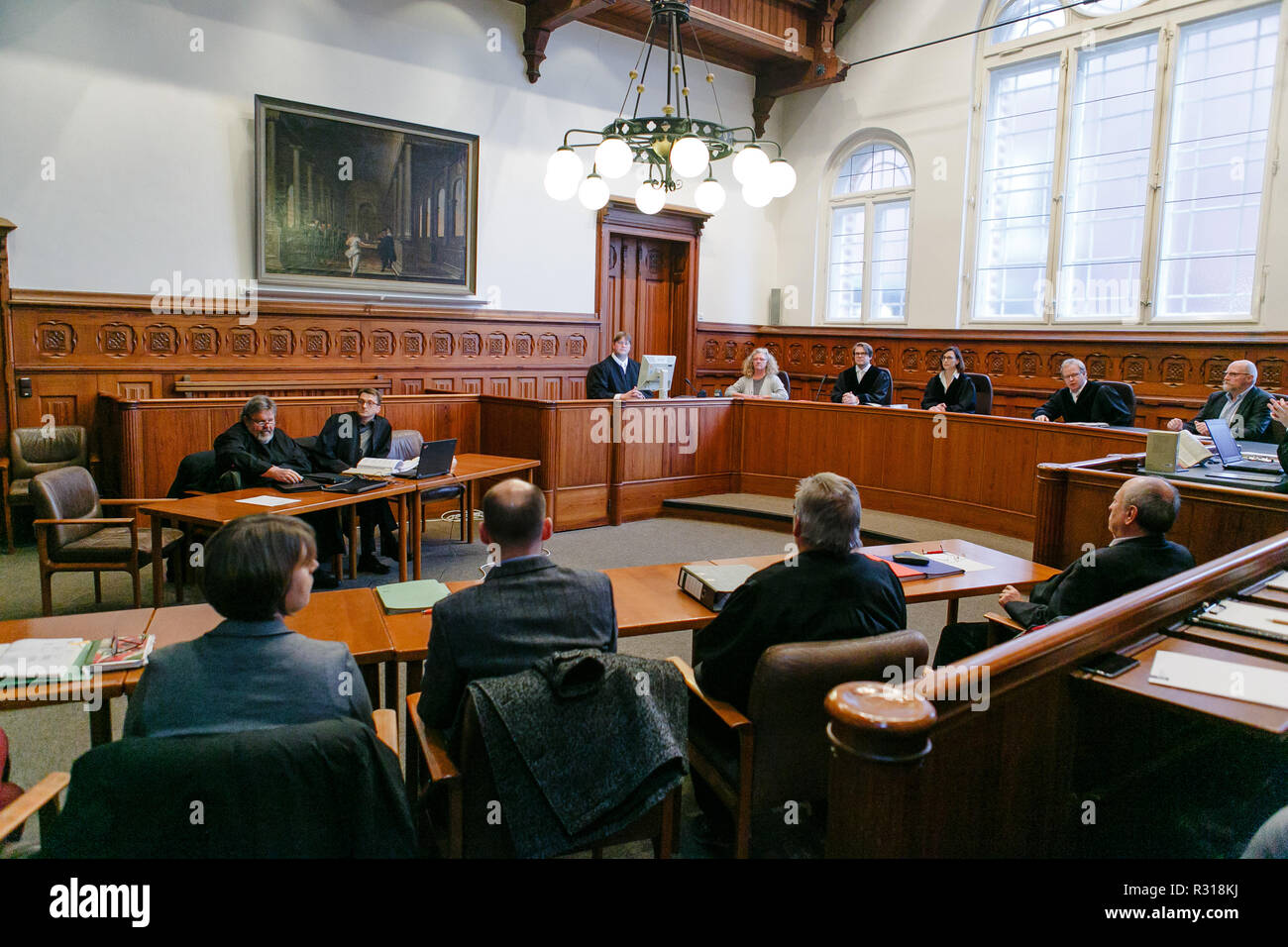 Flensburg Germany 21st Nov 18 Participants In The Trial Sit In The Jury Courtroom The Trial