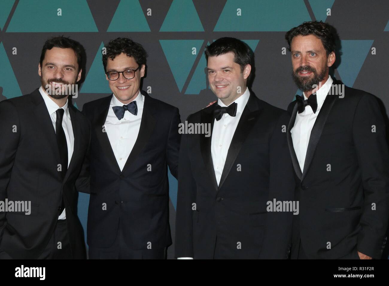 Los Angeles, CA, USA. 18th Nov, 2018. Jake Johnson, Phil Lord, Chris Miller, Bob Persichetti at arrivals for 10th Annual Governors Awards - Part 3, Dolby Theatre, Los Angeles, CA November 18, 2018. Credit: Priscilla Grant/Everett Collection/Alamy Live News Stock Photo