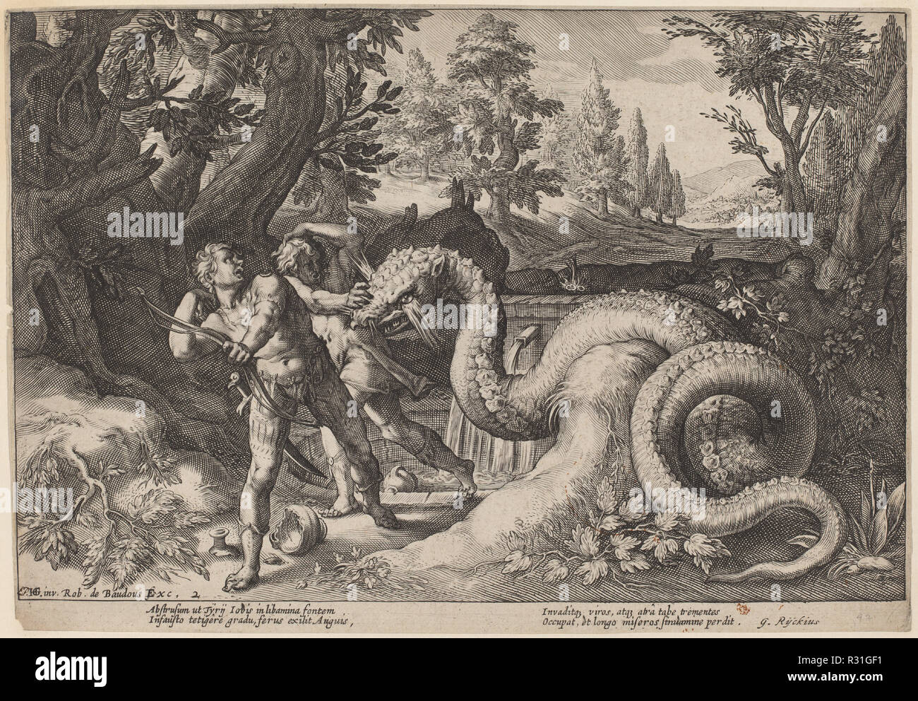 Ovid's Metamorphoses. Dated: c. 1600. Medium: engraving. Museum: National Gallery of Art, Washington DC. Author: Workshop of Hendrik Goltzius. Stock Photo