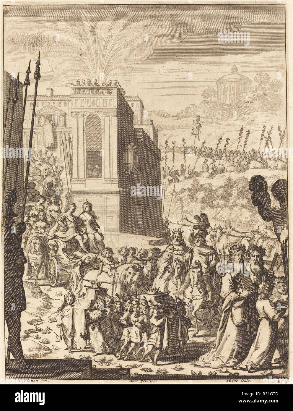 Illustration to Jean Desmarets' "L'Ariane". Dated: published 1639. Medium: etching and engraving. Museum: National Gallery of Art, Washington DC. Author: Abraham Bosse after Claude Vignon. Stock Photo