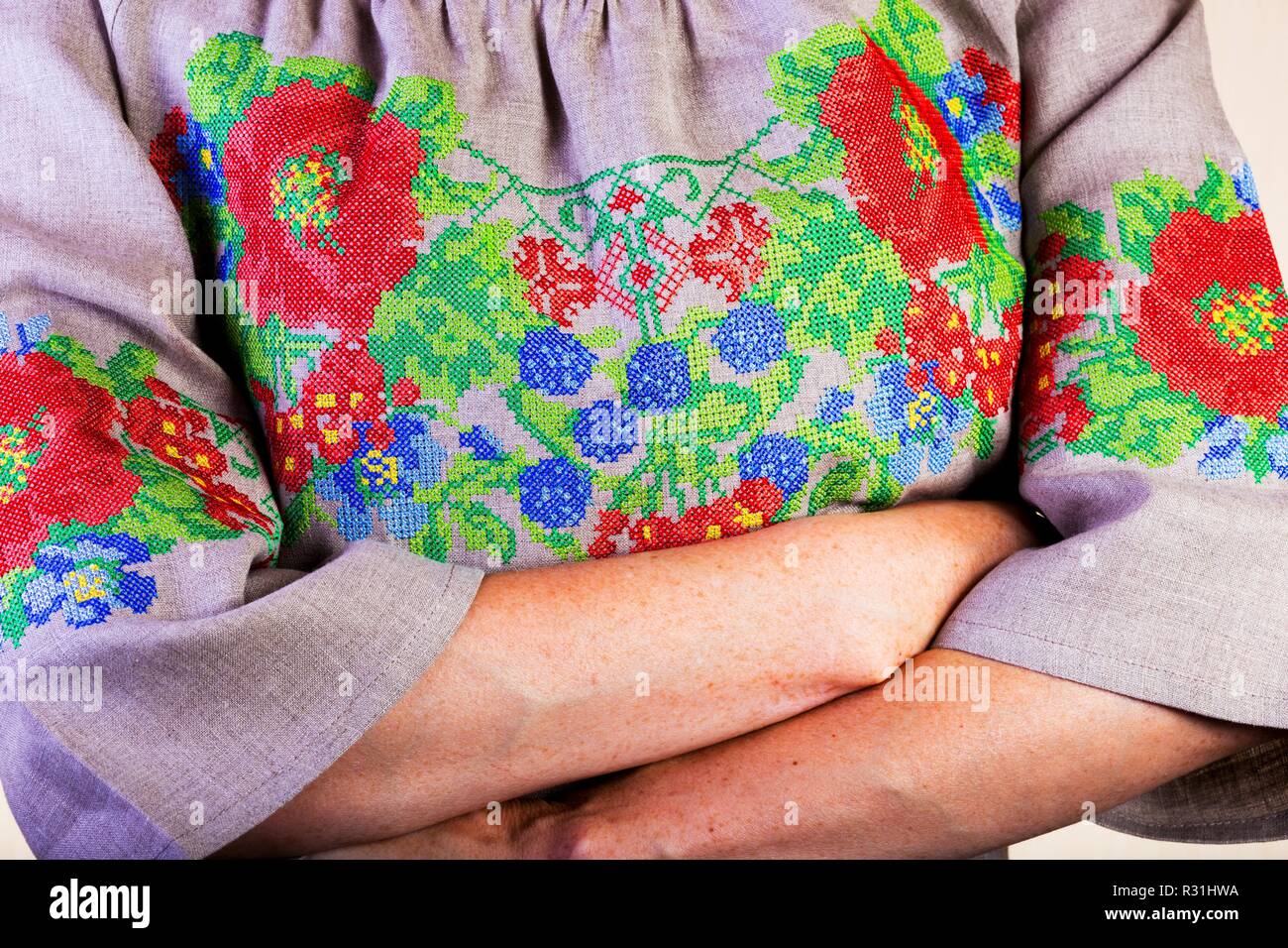 traditional Ukrainian embroidery closeup Stock Photo Alamy