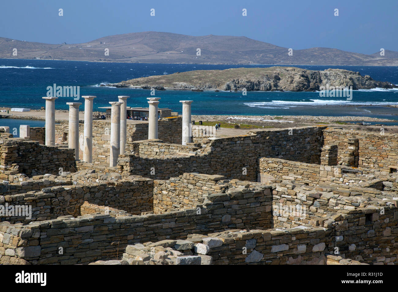Archaeological site on Museum Island Delos, Cyclades, Island Delos, Greece Stock Photo