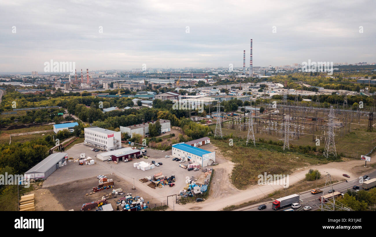 Industrial zone aerial Stock Photo Alamy
