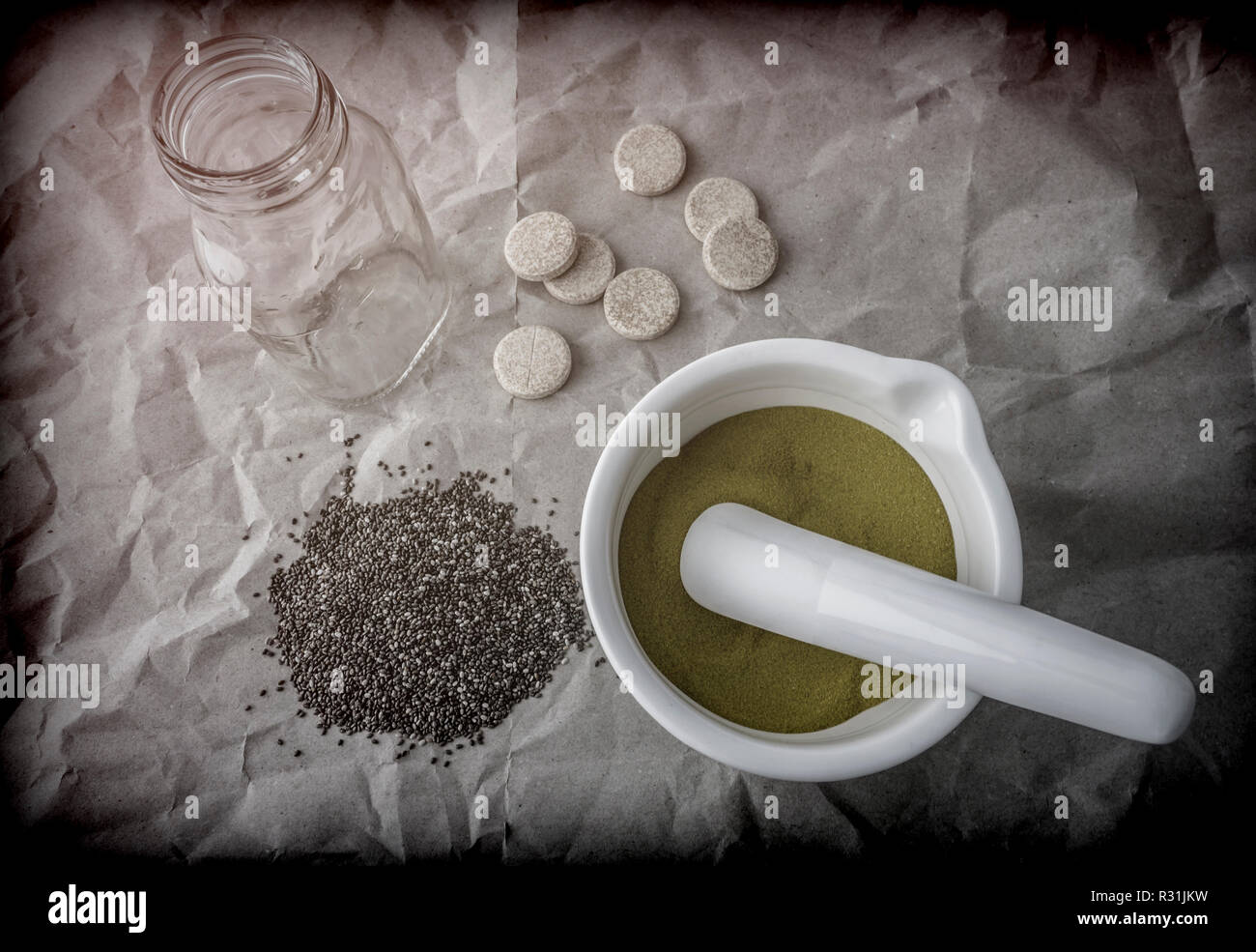 Elaboration of traditional medicine, conceptual image Stock Photo