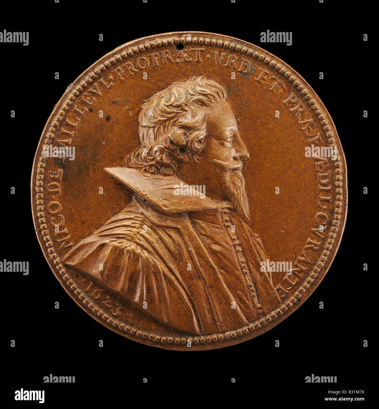 Nicolas de Bailleul, 1587-1652, Mayor of Paris 1622-1628 [obverse]. Dated: 1623. Dimensions: overall (diameter): 5.27 cm (2 1/16 in.)  gross weight: 38.9 gr (0.086 lb.)  axis: 12:00. Medium: bronze. Museum: National Gallery of Art, Washington DC. Author: French 17th Century. Stock Photo