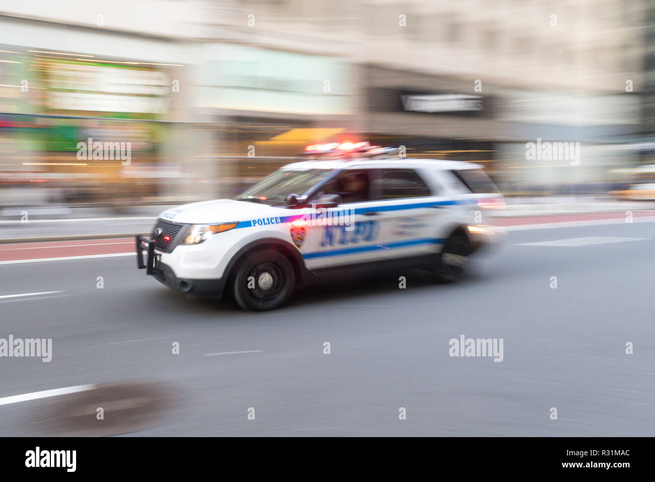 Nypd police car lights hi-res stock photography and images - Alamy