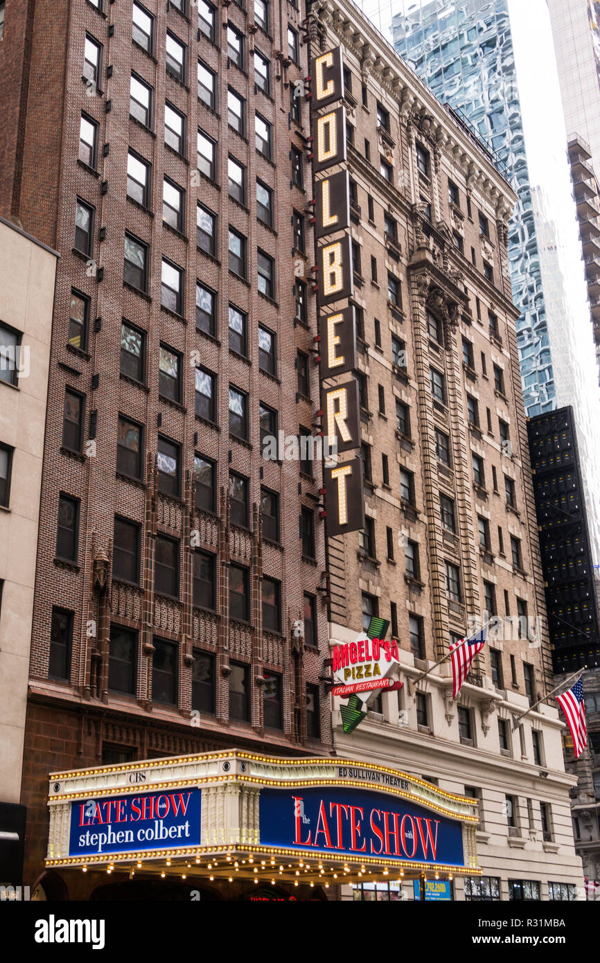 CBS Late Show Marquee at the Ed Sullivan Theater, NYC Stock Photo