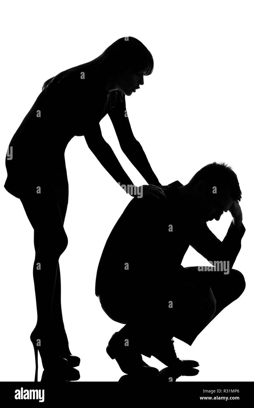 Two women one man silhouette Black and White Stock Photos & Images - Alamy